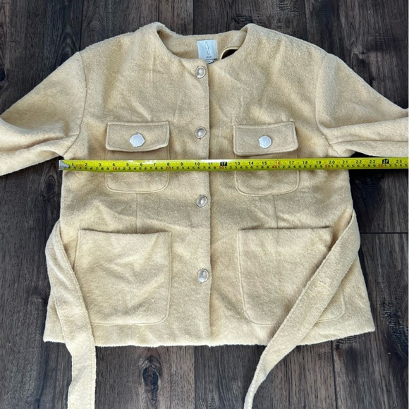 NWOT Joie Belted Double Breasted Evening Jacket Yellow Patch Pockets Size L - Picture 9 of 13